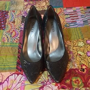 GUESS black sparkle heels